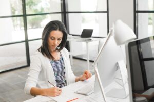 Pretty woman using computer